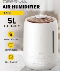 Deerma Ultrasonic Digital Humidifier 360° Rotatable Mist Nozzle, Advanced 3-Gear Touch Temperature Control, Ultra-Quiet Operation with Energy-Saving Technology, Perfect for Enhancing Comfort in Your Home or Office F600 White
