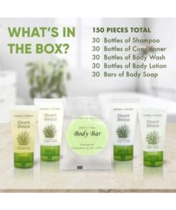 Terra Pure Desert Breeze Hotel Soaps & Toiletries Bulk Set | 1-Shoppe Amenities Kit | 1oz Shampoo & Conditioner, Body Wash, Lotion, Bar Soap | Travel Size | 150 Pieces
