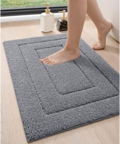 MahMir Bathroom Rug Mat, Extra Soft Absorbent Premium Bath Rug, Non-Slip Comfortable Bath Mat, Carpet for Tub, Shower, Bath Room, Machine Washable, 50 cm X 80 cm, Grey