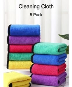 Microfiber Cleaning Cloth  (5-Pack) - Double-Sided Thickened, Absorbent, Wet&Dry | Home/Kitchen/Car