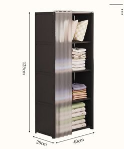 DUNISO Portable Fabric Wardrobe, Large Capacity Wardrobe Closet Organizer with 4 Storage Shelves, Clothes Storage Cabinet with Curtain, Closet Organizer with Metal Frame for Bedroom Living Room