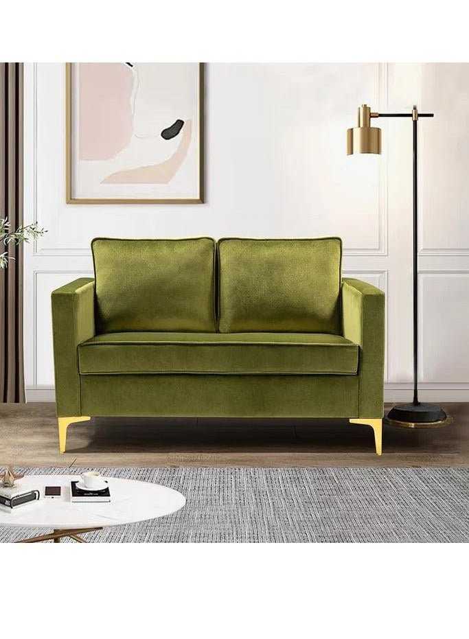 Wooden Twist Loveseat 2-Seater Bench with Two Cushions ( Green )