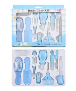 Goolsky 10 Pcs Baby Grooming Healthcare Kit Newborn Care Accessories Set Nail Clipper Scissors Hair Comb Brush Nose Cleaner Safety for Toddler Infant Nursing (BLUE)
