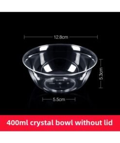 Trumpet Flower Ps Crystal Tableware Food Stall Hotel Bowl Cup And Saucer Set Hard Plastic Rice Bowl Wine Cup Spoon Chopsticks Plate-Color:400ml Crystal Bowl Without Lid