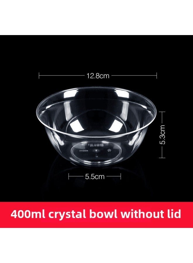 Trumpet Flower Ps Crystal Tableware Food Stall Hotel Bowl Cup And Saucer Set Hard Plastic Rice Bowl Wine Cup Spoon Chopsticks Plate-Color:400ml Crystal Bowl Without Lid
