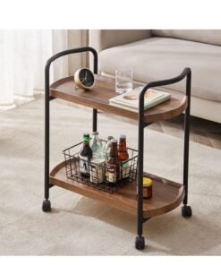 Alternative view of XiuWoo Living Room Center Table, Hotel Restaurant Delivery Cart, Double-Layer Solid Wood Wine Cart, Sofa Tables, Tea Cart, Dim Sum Cart, Cake Cart, walnut color