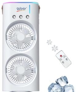 Wtrtr Portable AIR Conditioner,USB Rechargeable with Remote control,280ml Water Tank with 7 Colors Light,Air Cooler, table fan with Mist Humidifier, Desk Fan,WTR-88