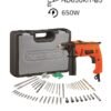 BLACK+DECKER Corded Electric Hammer Percussion Drill, 650W, 13mm, Includes 50-Piece Accessory Bit Set, Kitbox, for Metal, Concrete & Wood Drilling, Easy Storage, Orange/Black - HD650KIT-B5 Orange/Black 10x12x11cm