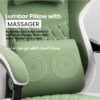 Dowinx Multi-Functional Gaming Chair, Ergonomic High Back Reclining & Height Adjustable Fabric Computer Chairs with Cooling Gel Pad, Massage Cushion, Neck & Lumbar Support, Footrest (Green) green One Size