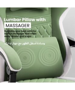 Dowinx Multi-Functional Gaming Chair, Ergonomic High Back Reclining & Height Adjustable Fabric Computer Chairs with Cooling Gel Pad, Massage Cushion, Neck & Lumbar Support, Footrest (Green) green One Size