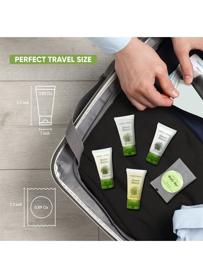 1-Shoppe All-in-Kit Desert Breeze Hotel Soaps and Toiletries Bulk Set | 1-Shoppe All-In-Kit Amenities for Hotels | 1oz Hotel Shampoo & Conditioner, Body Wash, Body Lotion & Bar Soap | Travel Size Toiletries 300 Pieces