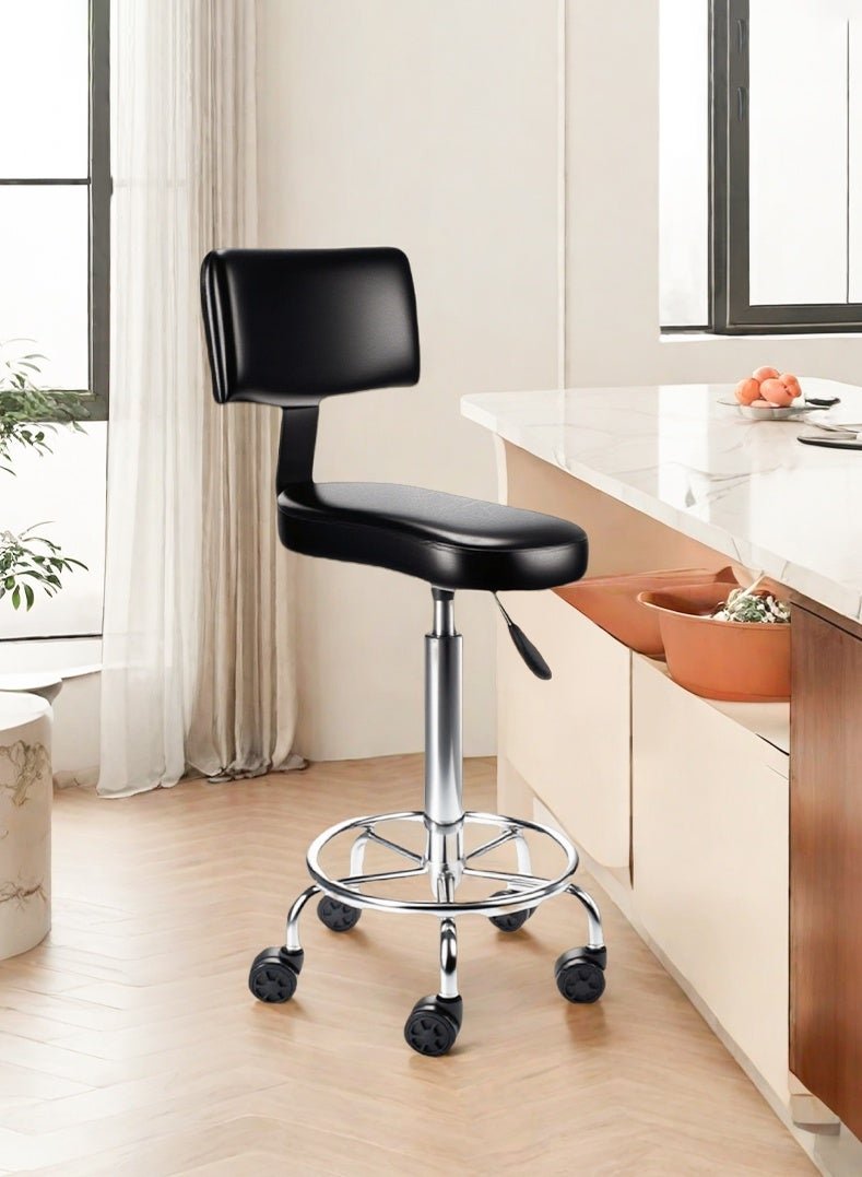 Bar Stools, Adjustable Dining Chairs, Kitchen Dining Chairs, Modern Lounge Chairs, Kitchen Counter Chairs, Suitable For Kitchen, Living Room, Bedroom (New Backrest, Black)