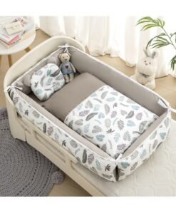 XiuWoo 4 Pack Portable Baby Nest, Adjustable Cozy Baby Lounger Nest, Reversible Baby Crib, Breathable Baby Sleeper, Sleeper in Bed with Baby Pillow, Baby Quilt