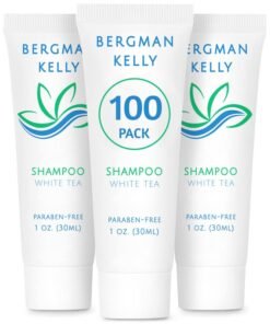 BERGMAN KELLY  Travel Size Hotel Shampoo  1 fl oz 100 PK White Tea  Delight Your Guests with Revitalizing  Refreshing Hair Cleanser for Guest Hospitality  Mini  Small Size Shampoo in Bulk