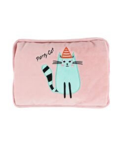 Biggdesign Cats Party Cat Electric Hot Water Bottle with Soft Cover, Rechargable Hot Water Bag for Pain Relief, Ideal for Menstrual Cramps, Waterproof, Intelligent Temperature Control