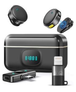 Oasisgalore Wireless Lavalier Microphone for iPhone/Android, Noise Cancelling Lapel Microphone with Charging Case, 300FT Range for Vlogging