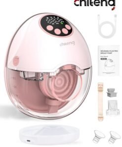chiteng Electric Breast Milk Pump with Heated Base, 4 Modes 12 Levels Hands Free Breast Pump, Wearable Breastfeeding Pump with Voice Reminder & Auto-Stop Function, 1200mAh Long Battery Life