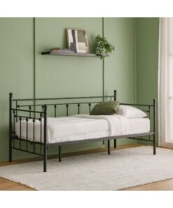 DANUBE HOME Bella Arrow 90x200 Metal Day Bed Without Mattress | Convertible Sleeping Sofabed | Comfortable Living Room Furniture L209xW96.8xH100cm - Black