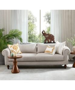 Cozy Home 3 Seater Upholstered Light Grey Sofa