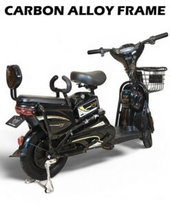 Wind Horse M1 Electric Delivery Bike 400W Motor, 48V 12Ah Battery, 55KM/H Max Speed, Dual Seat, 14 Inches Tires, Front Grocery Basket, Remote Lock Unlock System, Carbon Alloy Frame. 3-Speed Modes E-Bike - Image 5