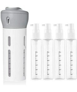 Vunexo 4 in 1 Travel Dispenser Toiletries Plastic Bottle Shampoo, Sanitizer, Lotions, Skincare and Liquid Storage Container.