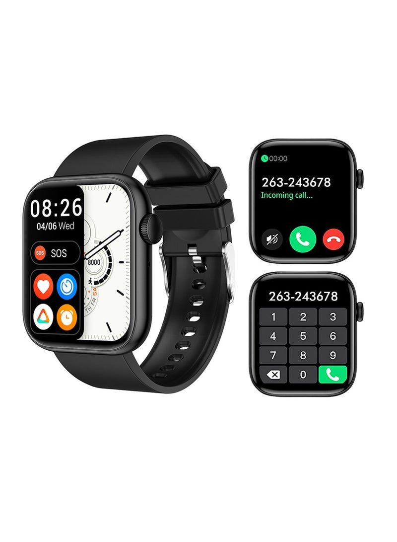 Sport Smart Watch, 1.85"" Smartwatch Fitness Tracker for Android iOS Phones with Blood Pressure Heart Rate Tracking, Answer/Make Call, Sport Modes Sleep Monitor Step Counter for Women Men, Black