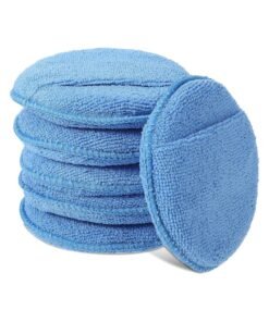 Oasisgalore 6 Pcs Microfiber Wax Applicator Pads with Finger Pocket for Car Polishing (5.1 inch)