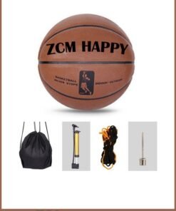 ZCM-HAPPY Basketball Indoor Outdoor Field Training Basketball Ball Game With Pump Packing Bag Net Bag and Ball Needles