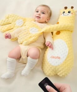 Super ZYouth Electric Baby Soothing Palm with Remote Control,  Anti-Startle Toddler Sleep Pillow with Cute Giraffe Design for Newborns, Yellow