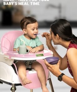 BAYBEE 4 In 1 Nora Convertible High Chair For Kids With Adjustable Height And Footrest Baby Toddler Feeding Booster Seat With Tray Safety Belt Kids High Chair For Baby 6 Months To 4 Years Pink - Image 3