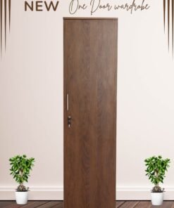 AFT Single-Door MDF Wardrobe with Lockable Door, Hinges, and Sleek Vertical Design – Ideal for Compact Storage Solutions for clothes. Brown (Arfan)