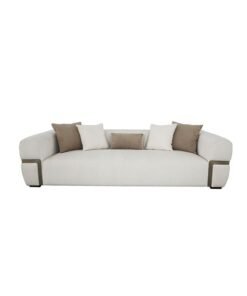 DANUBE HOME Iyesha 4-Seater Fabric Sofa - Cream/Champagne, Stylish Solid Wood Frame, Comfortable 3 Seater Sofa for Living Room, Modern Furniture, Multi-Color Options, Durable 2-Year Warranty, China