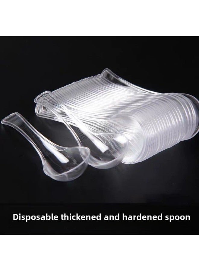 Disposable Tableware Dishes Cup Spoon Four-piece Bulk Aviation Crystal Tableware Hotel Running Water Banquet Tableware Wholesale-Color:Disposable Crystal Spoon 300