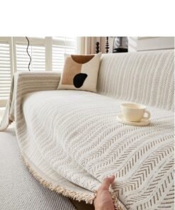 Chenille Sofa Cover - Cat-Proof & Anti-Scratch Couch Protector Slipcover with Tassels | Universal Fit for 1 2 3 4 Seater L U Sofas | Simple Modern Solid Colour Sofa Throw