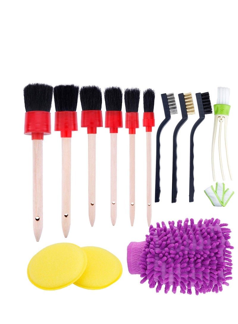 13PCS Auto Detailing Brush Set for Cleaning Car Motorcycle Automotive Cleaning Wheels Dashboard Interior Exterior Leather Air Vents Emblems