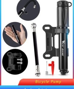 WEST BIKING Mini Bike Pump, High Pressure Bicycle Pump, Aluminum Alloy Bike Air Pump Presta and Schrader Valve Compatible, Portable Bike Tire Pump for Road Mountain Bikes & More, Ball Pump, Black