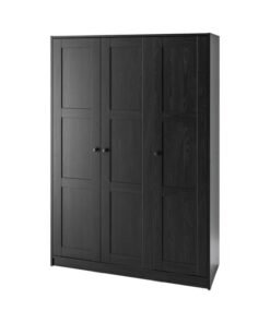 Wardrobe with 3 doors, black-brown, 117x176 cm