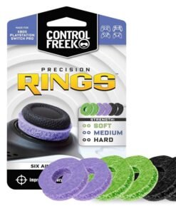Control Brand ControlFreek Precision Rings for PS5 PS4 XSX XSS Switch Pro & Scuf Controller, Advanced Performance Grips for Better Control, Comfort & Durability, Aim Assist Motion Control for Controllers, Mixed Pack(6 rings,2 Black Hard /2 Purple Medium/2 Green Soft)
