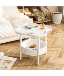 DubaiGallery Modern Round Side Table, Sofa End Table, Minimalist Design Coffee Table for Living Room, Bedroom, Balcony, and Office