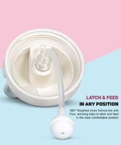 BAYBEE Insulated Baby Sippy Cup for Kids 300 ml | Anti Spill Sipper Bottle with 360 Weighted Straw & Rotating Handle | V Type Straw Bottle BPA Free & Non Toxic for Toddler 6+Months (Grey) - Image 4