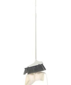 DELCASA Dust Pan With Long Brush White/Grey 25.5x25.5x81cm