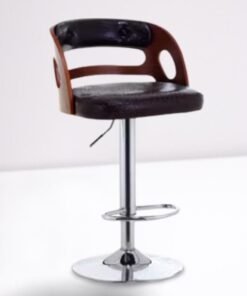 SULSHA Modern  PU Leather Padded Stool Black/Brown/Silver 43x45centimeter