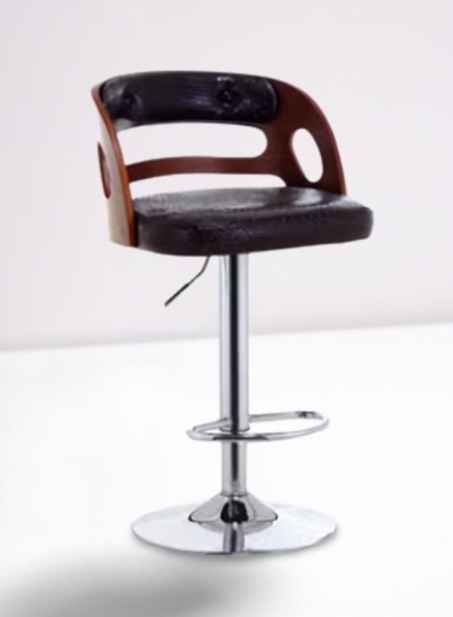 SULSHA Modern PU Leather Padded Stool Black/Brown/Silver 43x45centimeter