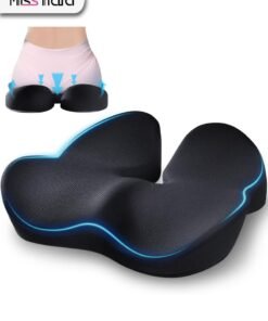 MissTiara Seat Cushion Office Chair Cushions Butt Pillow for Car Long Sitting, Memory Foam Chair Pad for Back, Coccyx, Tailbone Pain Relief for Gaming Chair and Car Seat Black