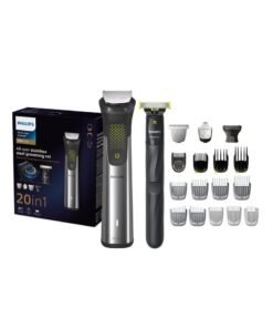 Philips All-in-One Trimmer MG9553/15,20-in-1 Face, Hair & Body Grooming,OneBlade for Precision Styling,120min Cordless Use, Showerproof, Travel Pouch Black/Grey