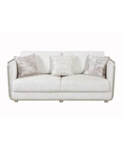 DANUBE HOME Niferu 2-Seater Fabric Sofa - Elegant Beige/Brown Design, Solid Wood Frame, Plush P.U. Foam & Pocketed Springs, Includes 3 Scatter Cushions, 2-Year Warranty