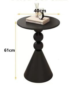 XiuWoo Round End Table, Iron Structure Side Table small round table for Living Room, Modern Home Décor Bedside Table Retro Circle Center Table Coffee Table, for Bedroom Outdoor Indoor, Black