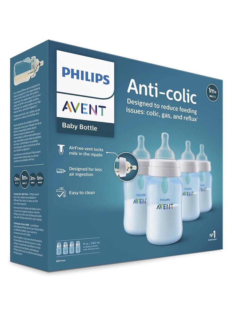 Philips Avent Pack Of 4 Anti Colic Bottle With Air Free Vent, 9Oz, Blue
