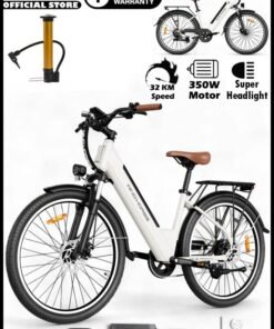 Wind Horse F2 Electric Bike for Adults 350W Motor, 36V 13Ah Removable Battery, 32KM/H Max Speed, 40–80KM Range, Carbon Alloy Frame, 26 Inches Tires, Shimano 7-Speed, Dual Disc Brakes, Front Suspension, 3 Riding Modes