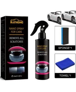 RAYHONG Car Scratch Repair Nano Spray, Car Quick Repair Nano Spray, Fast Flawless Repair Scratch Spray, Nano Ceramic Crystal Coating Car Fine Scratch Removal Spray (120ML And Sponge Brush And Wipe)